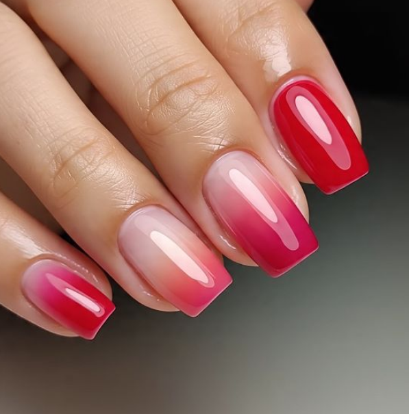 red and pink nails