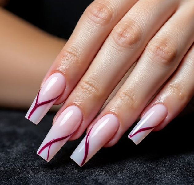 red and pink nails