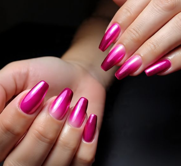 red and pink nails