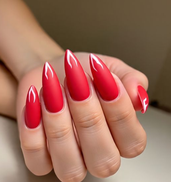 red and pink nails