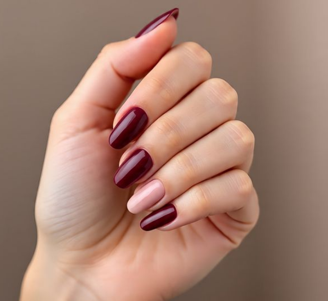 red and pink nails