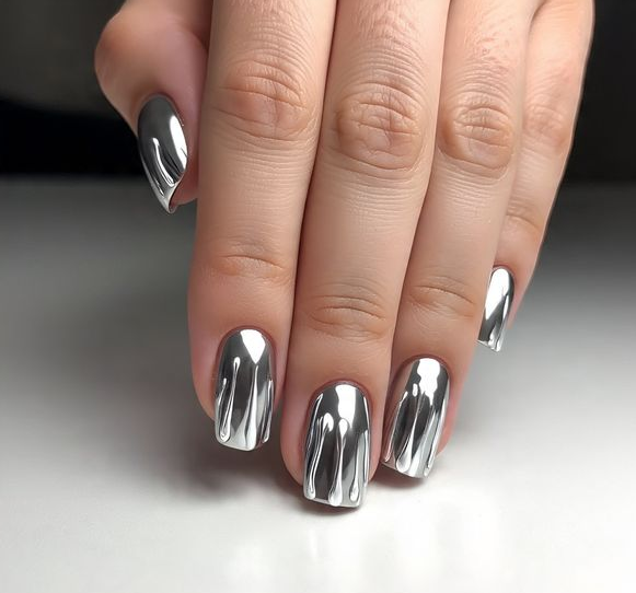 short chrome nails