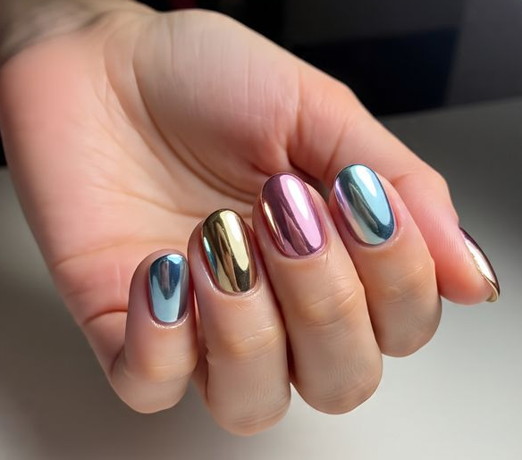 short chrome nails