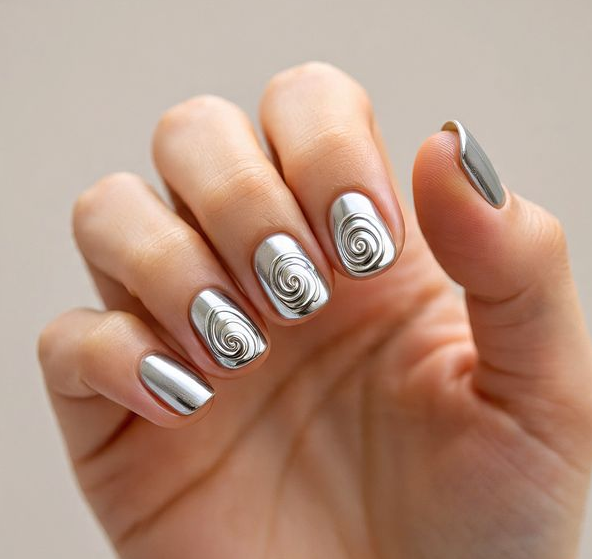 short chrome nails