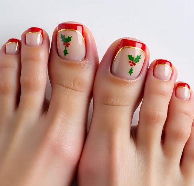 christmas toe nail designs