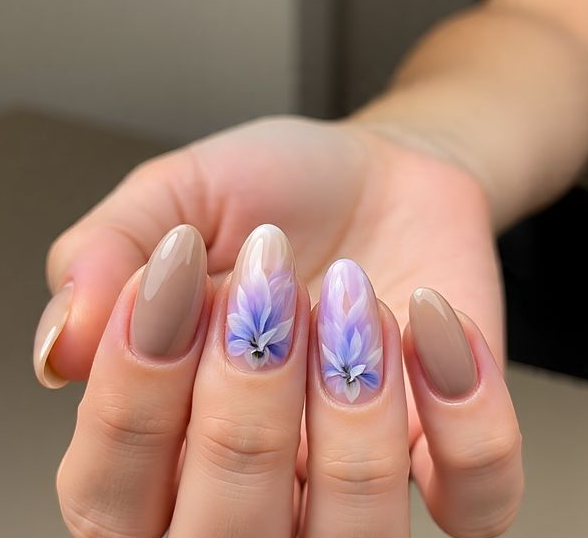 light purple nails with design