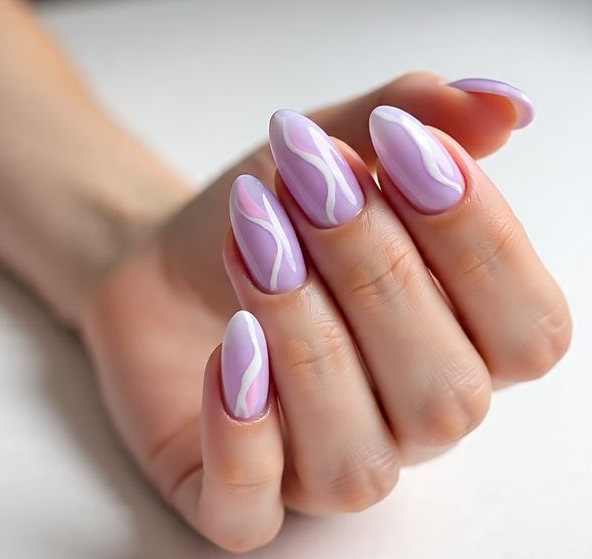 light purple nails with design