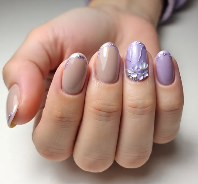 light purple nails with design