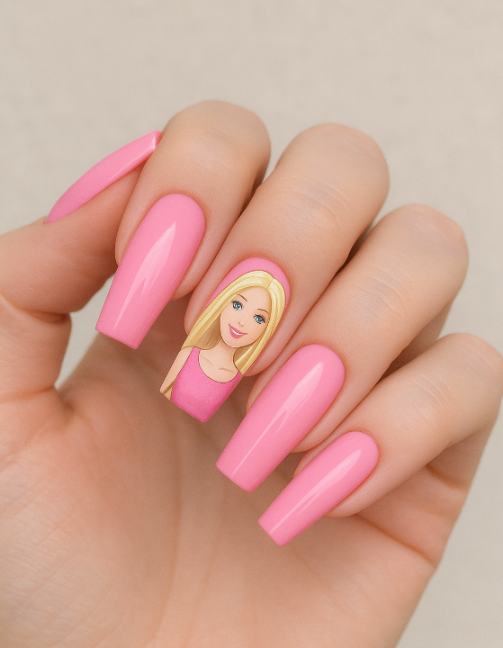 barbie pink nails