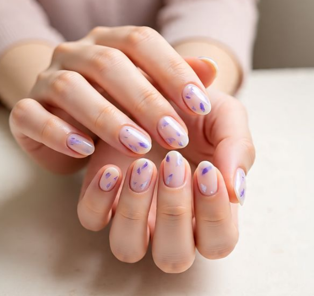 light purple nails with design