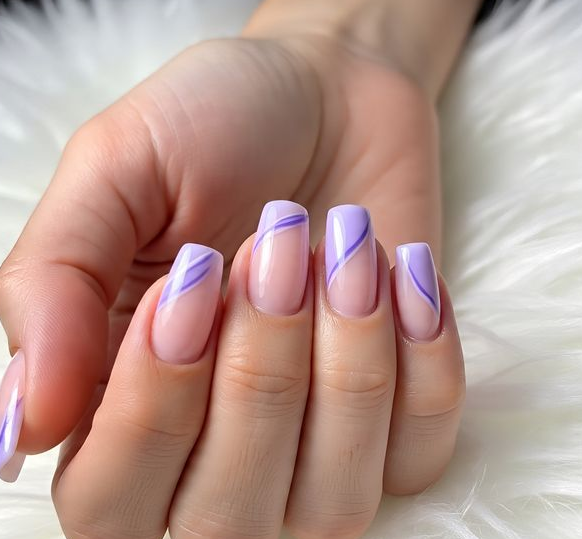 light purple nails with design