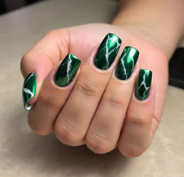 green chrome nail