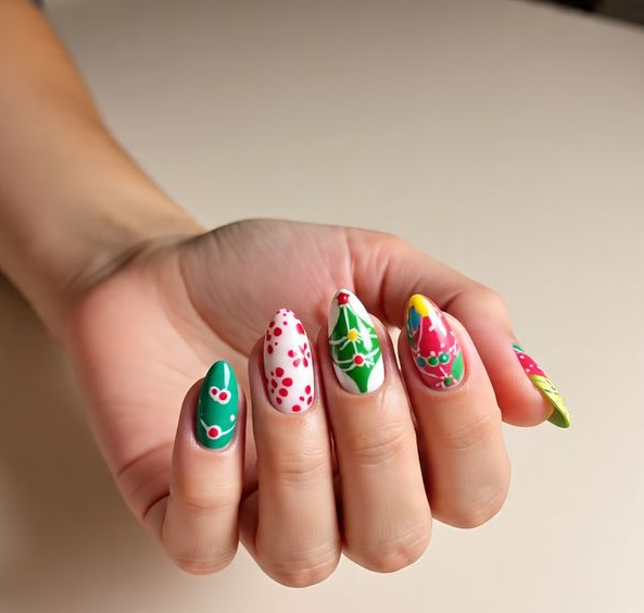 christmas lights nail designs