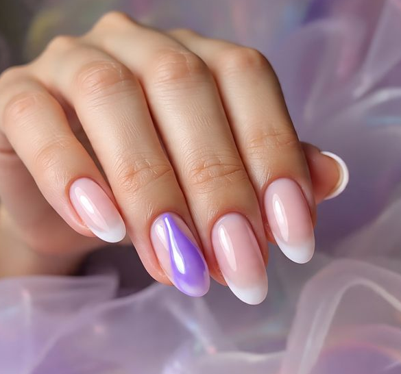light purple nails with design