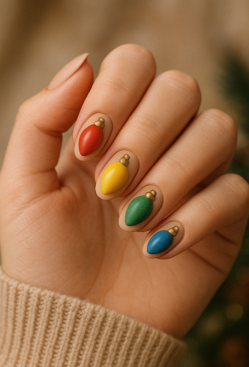 christmas lights nail designs