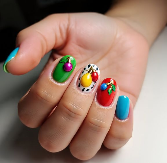 christmas lights nail designs