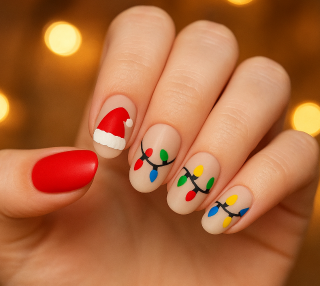 christmas lights nail designs