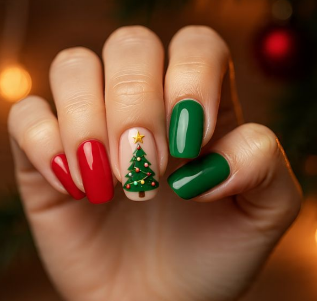 christmas lights nail designs
