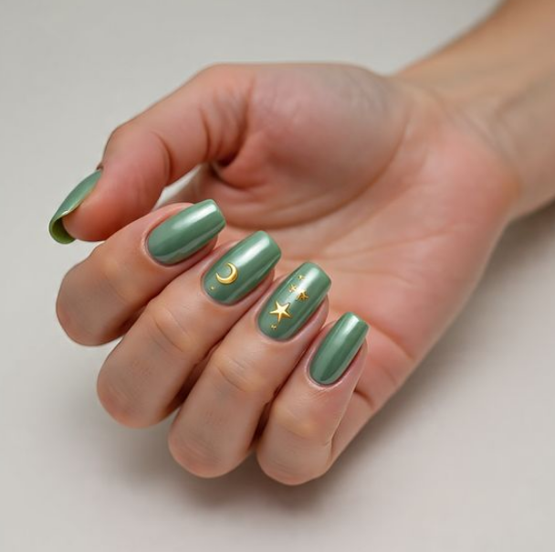 green chrome nail