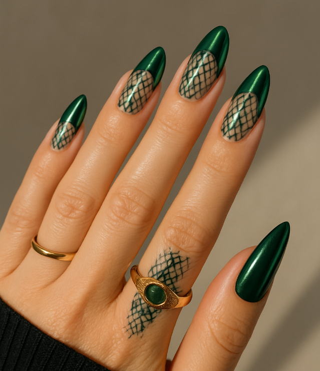 green chrome nail