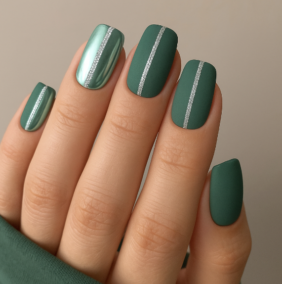 green chrome nail