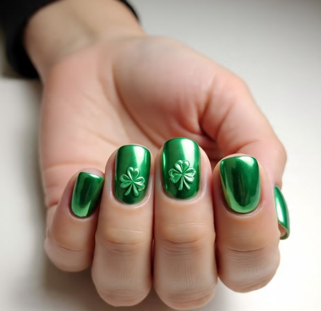 green chrome nail