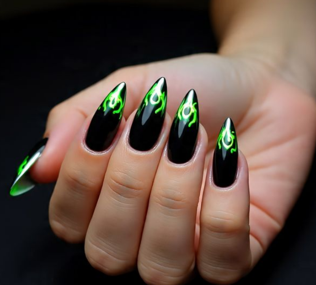 green chrome nail