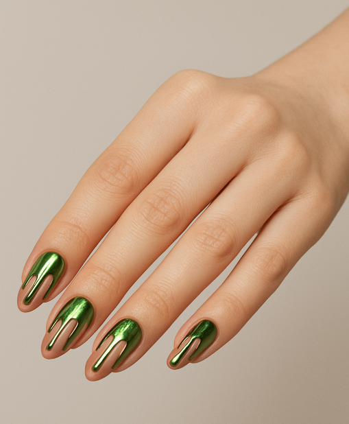 green chrome nail