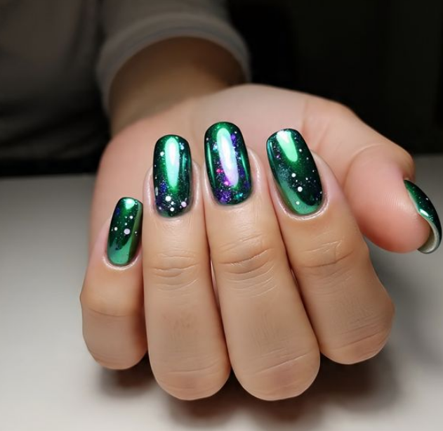 green chrome nail