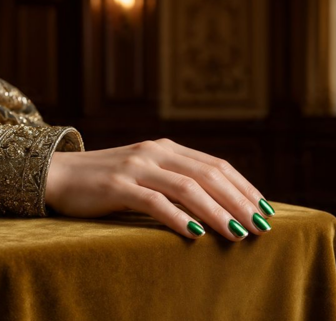 green chrome nail