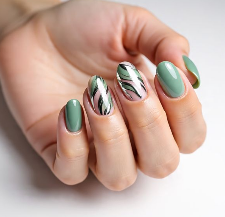 green chrome nail