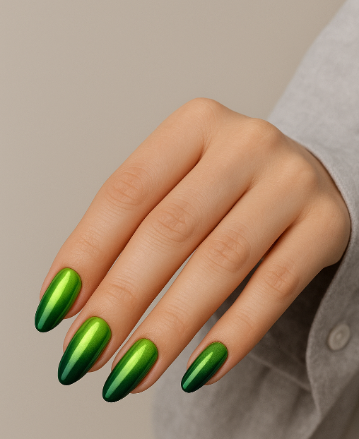 green chrome nail