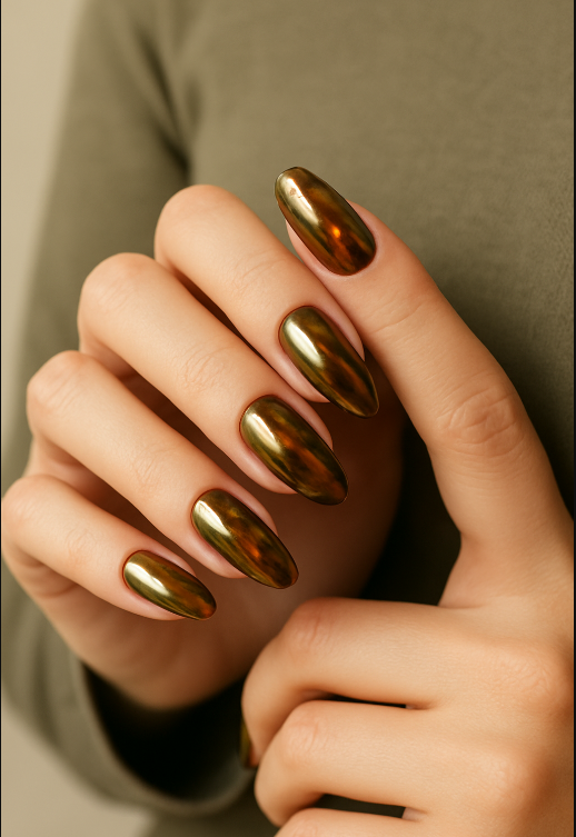 green chrome nail