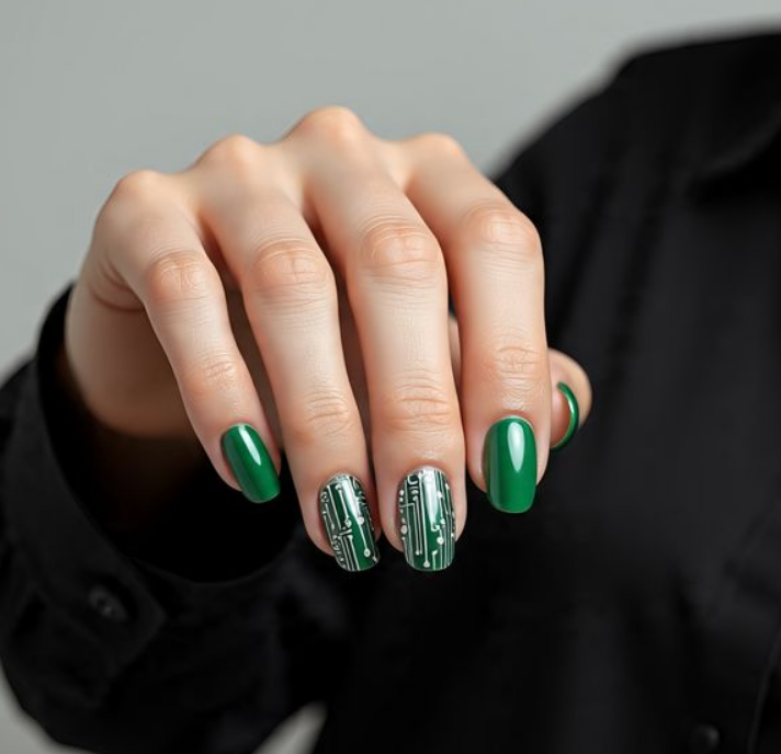 green chrome nail