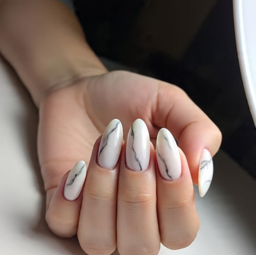 white marble nails