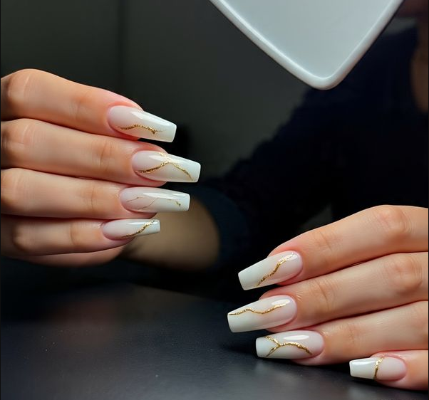 white marble nails