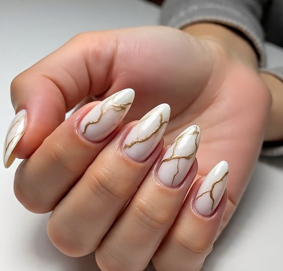 white marble nails