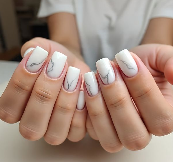 white marble nails