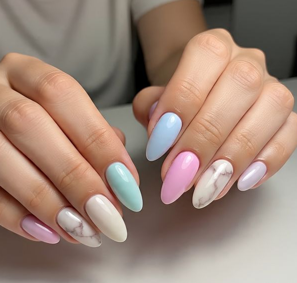white marble nails