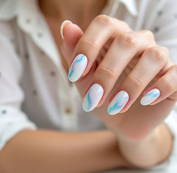 white marble nails