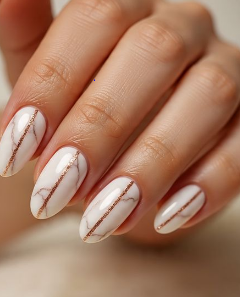white marble nails