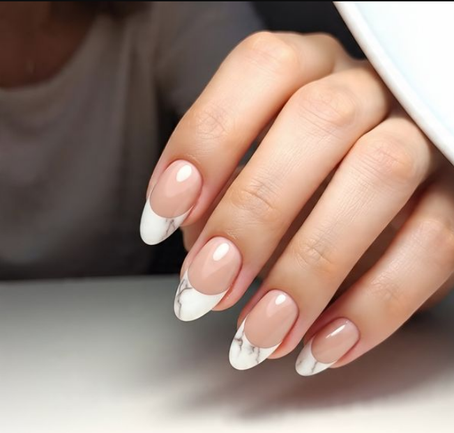white marble nails