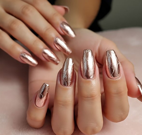 marble rose gold nails
