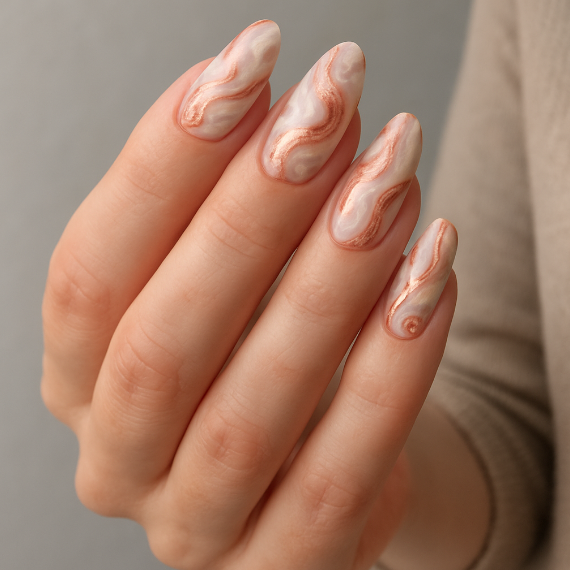 marble rose gold nails