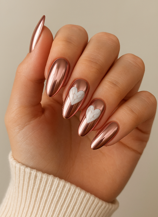 marble rose gold nails