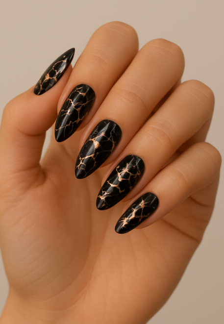 marble rose gold nails