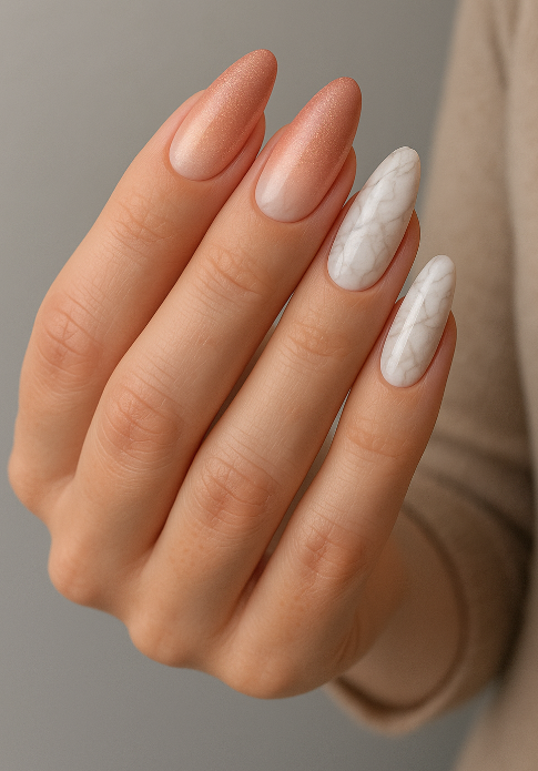 marble rose gold nails