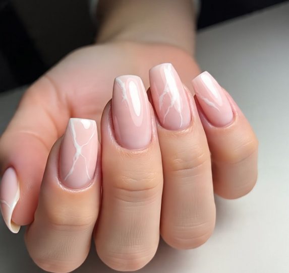 pink marble nails