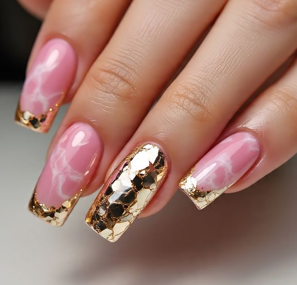 pink marble nails