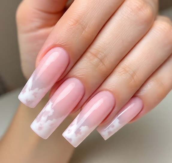 pink marble nails